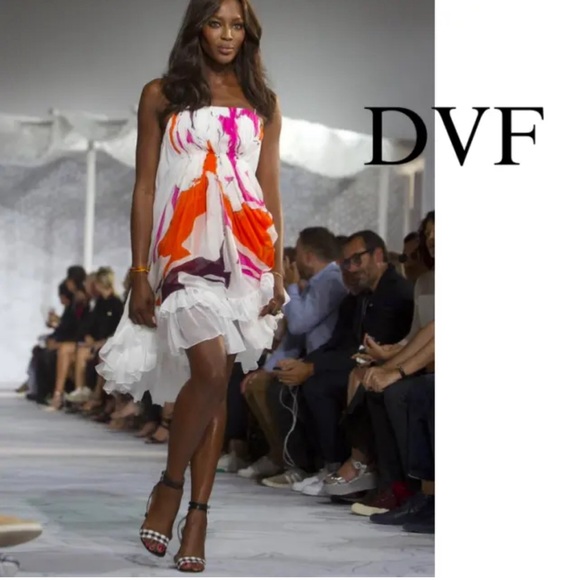NWT Diane von Furstenberg Runway Sybil Chiffon Silk Dress Strap High Low… - Picture 1 of 4